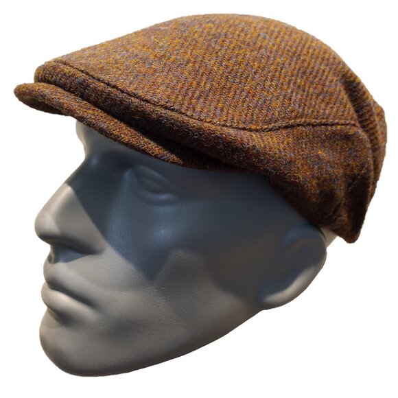Hartside HS14 Scottish Highland Harris Tweed® Flat Cap in BROWN MIX -PICK SIZE - Picture 3 of 9